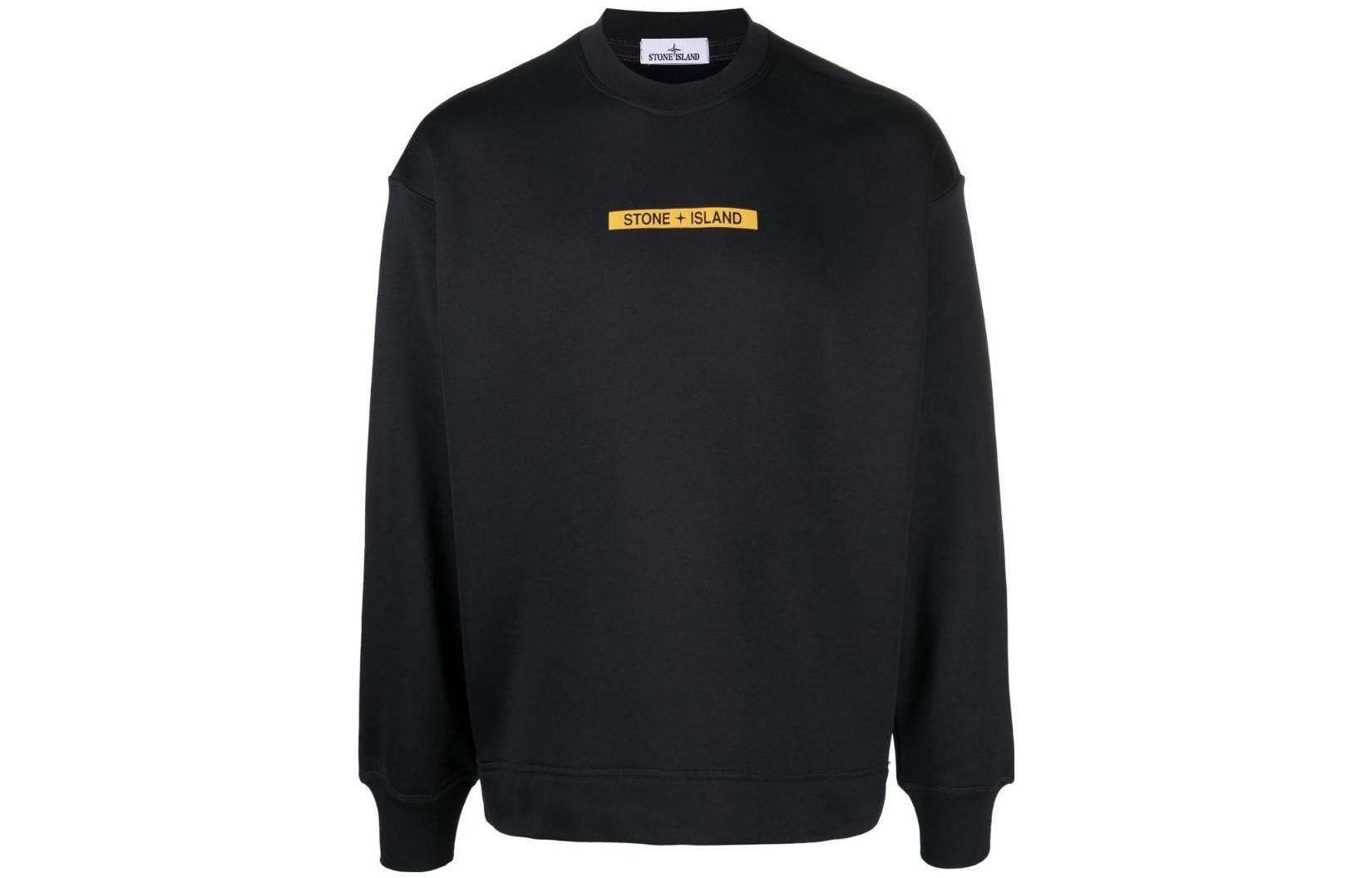 Stone Island FW22 Logo Print Crewneck Sweatshirt Black 771560535