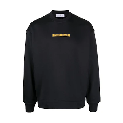 Stone Island FW22 Logo Print Crewneck Sweatshirt Black 771560535
