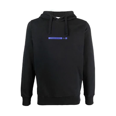 Stone Island FW22 Logo Print Pullover Hoodie Black 761565885-V0029