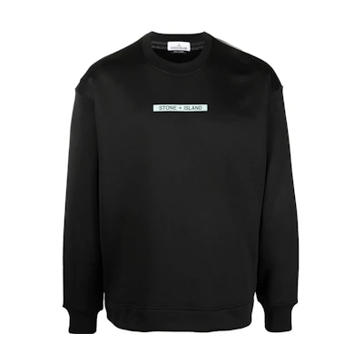 Stone Island FW22 Logo Printed Crewneck Long Sleeve Sweatshirt Black Men 771560535-V0029