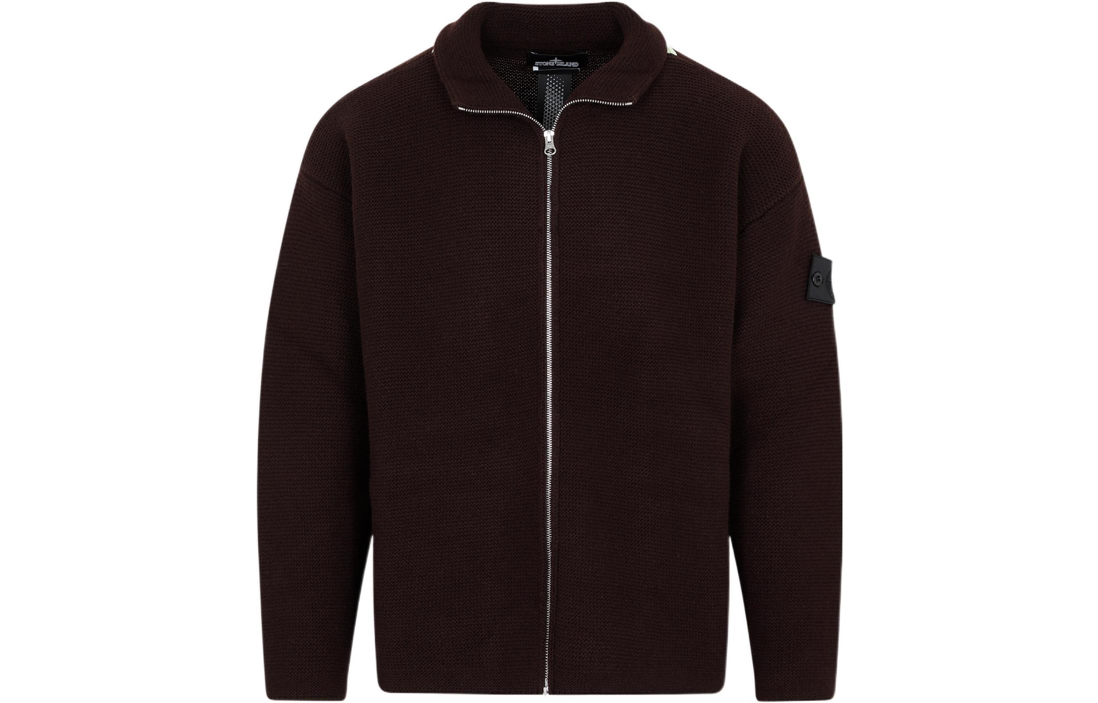 Stone Island FW22 Logo Zip-Up High Collar Jacket Men’s Dark Brown 77195142UV2076