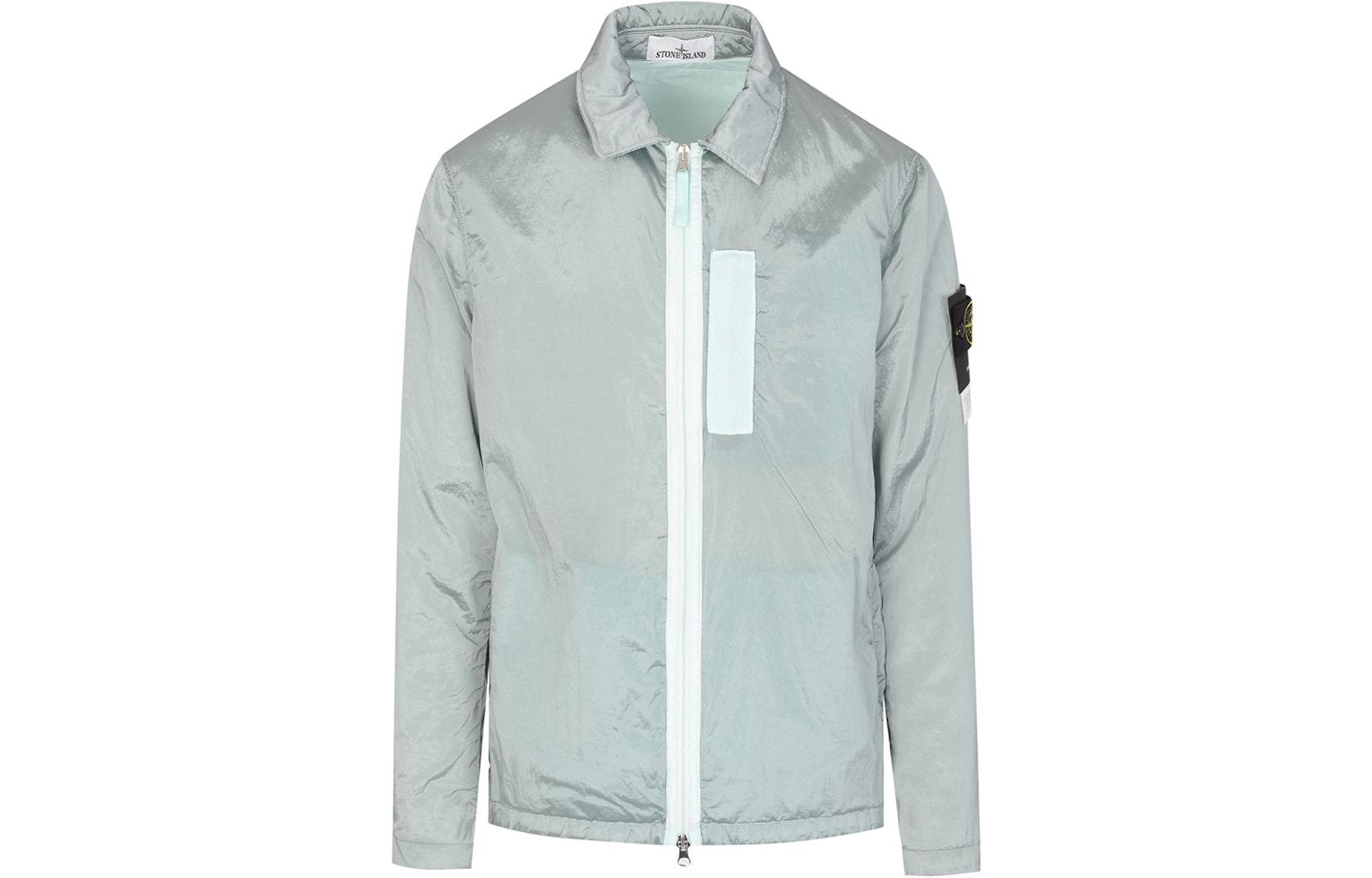 STONE ISLAND FW22 Metallic Nylon Long Sleeve Jacket Men’s Light Blue. 7715Q0519-V0044