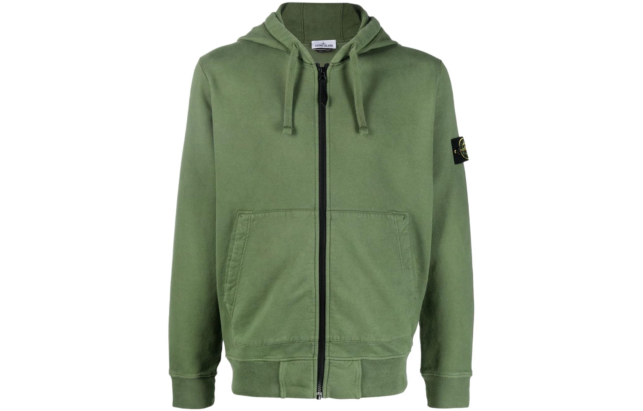Stone Island FW22 Military Green Zip-Up Hoodie Jacket for Men 771564220-V0058