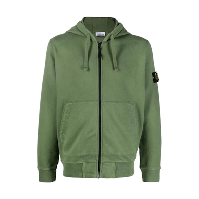 Stone Island FW22 Military Green Zip-Up Hoodie Jacket for Men 771564220-V0058