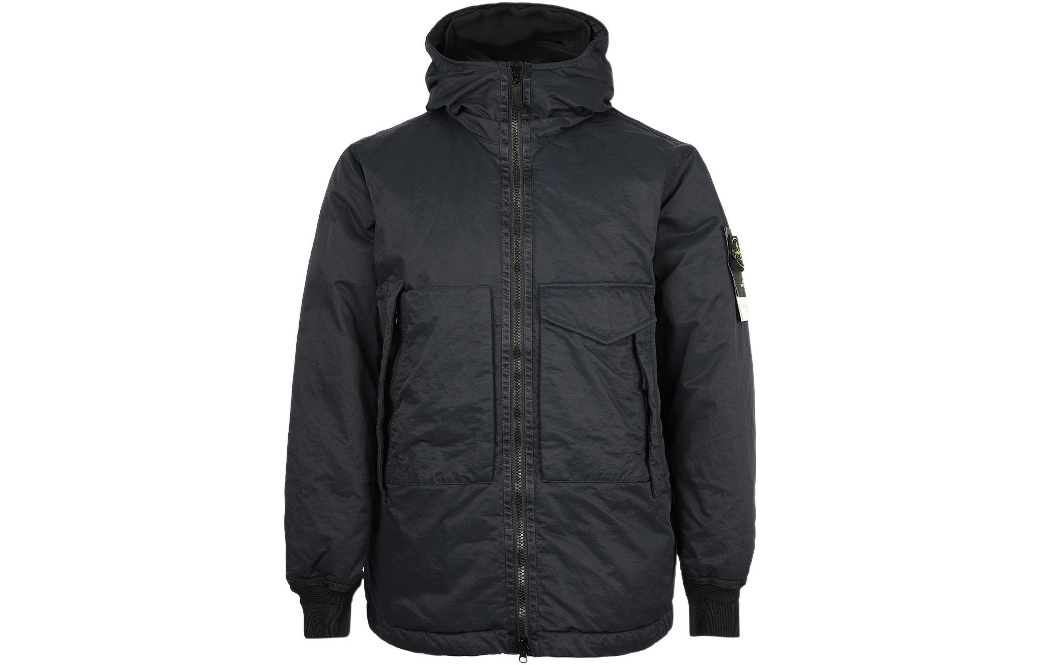 Stone Island FW22 Navy Blue Hooded Jacket with Logo Patch 771541421-V0020