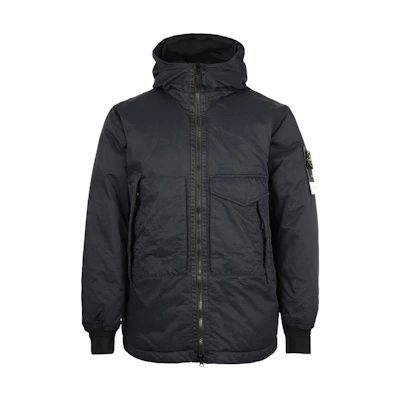 Stone Island FW22 Navy Blue Hooded Jacket with Logo Patch 771541421-V0020