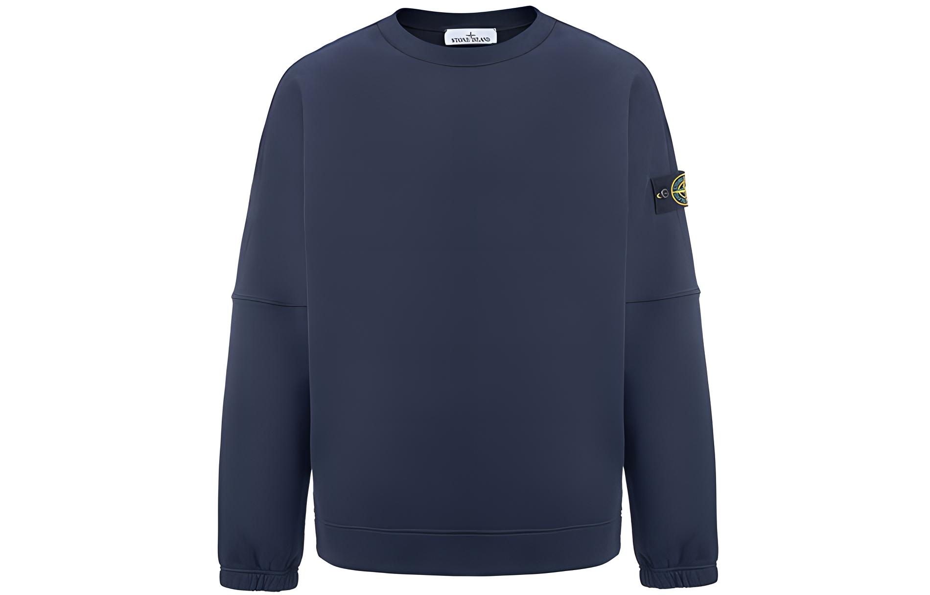 Stone Island FW22 Navy Blue Logo Patch Pullover Sweatshirt for Men 771562020-C0020