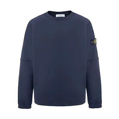 Stone Island FW22 Navy Blue Logo Patch Pullover Sweatshirt for Men 771562020-C0020
