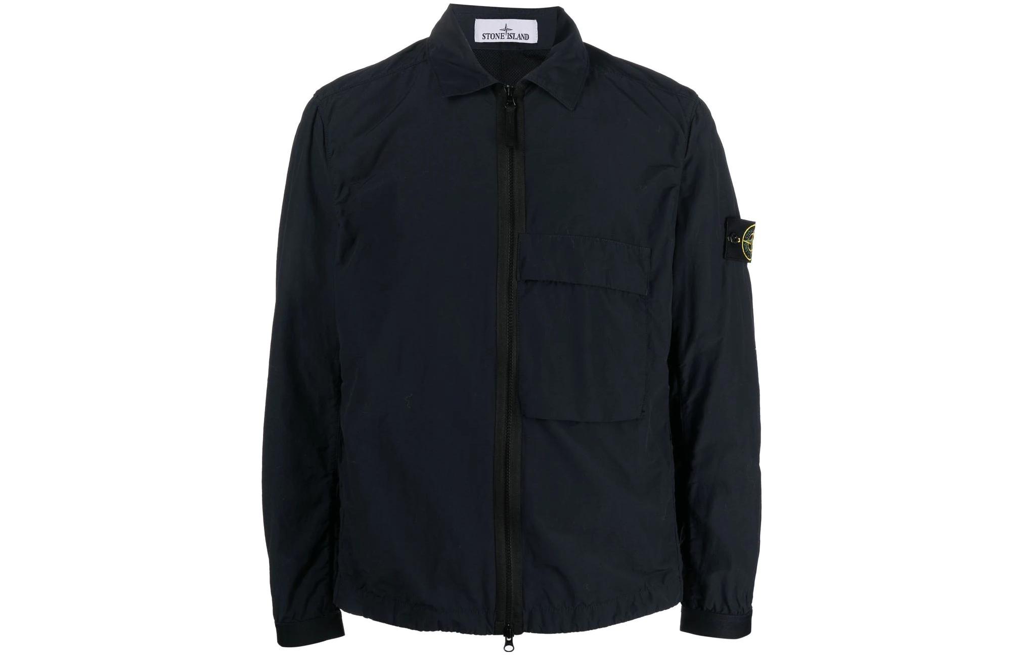 Stone Island FW22 Navy Blue Polo Logo Jacket for Men 771510303-V0020