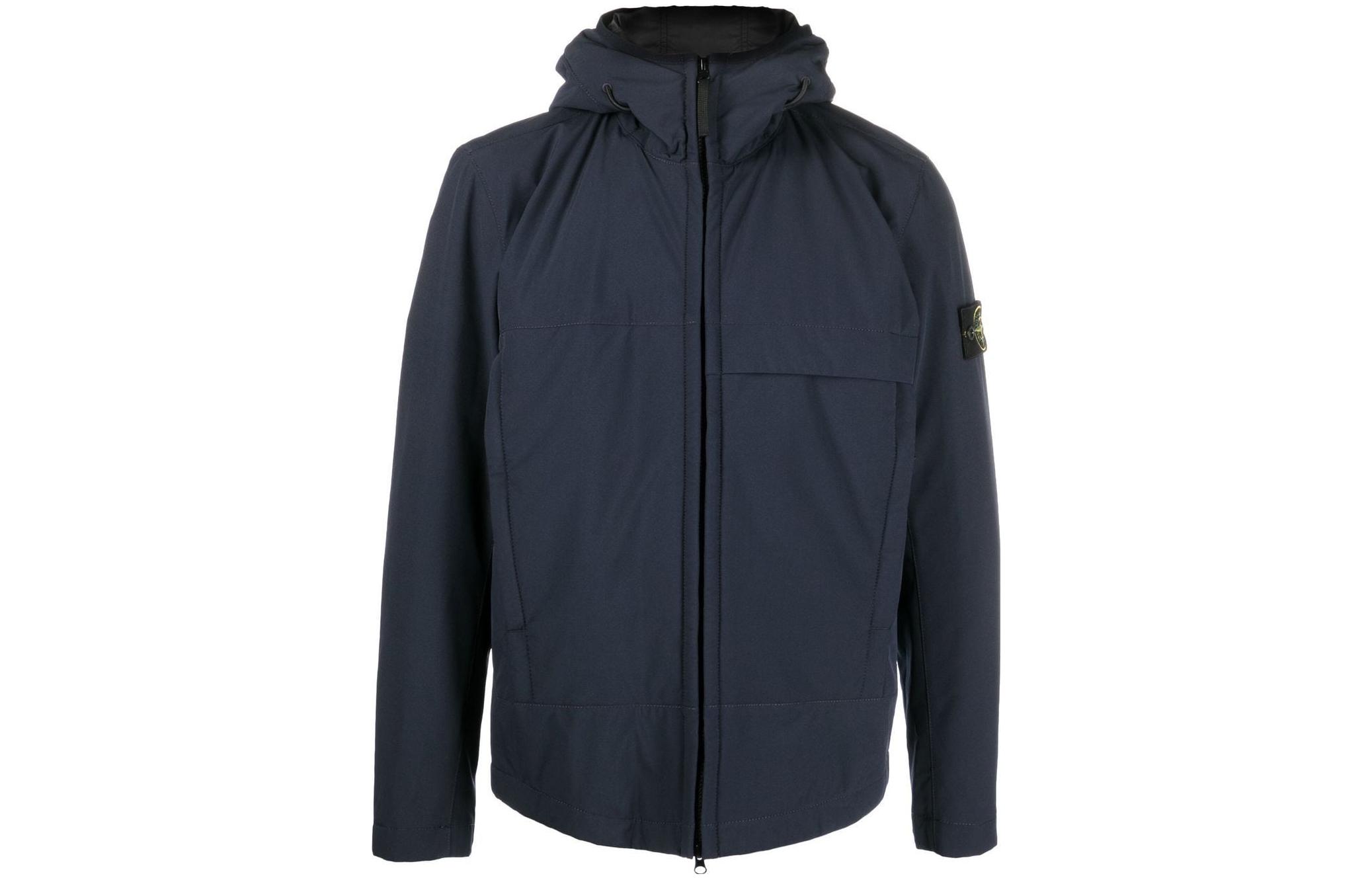 STONE ISLAND FW22 Navy Blue Solid Patch Hooded Jacket for Men. 771540527-V0020