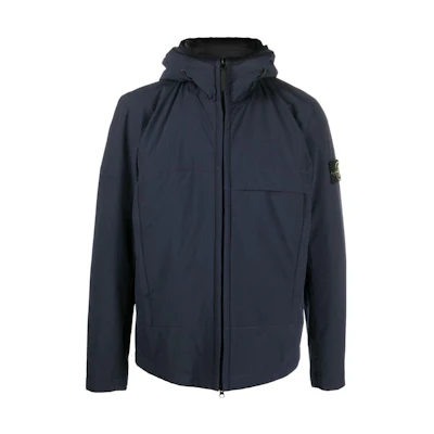 STONE ISLAND FW22 Navy Blue Solid Patch Hooded Jacket for Men. 771540527-V0020
