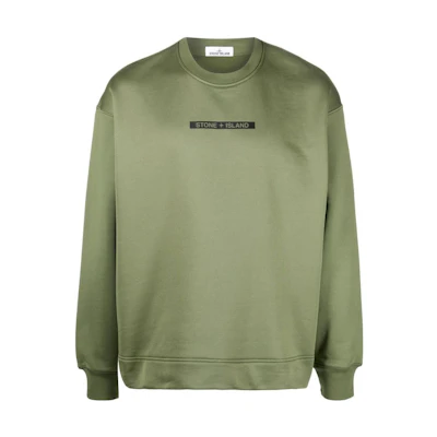 Stone Island FW22 Olive Green Crewneck Logo Print Long Sleeve Sweatshirt 771560535-V0058
