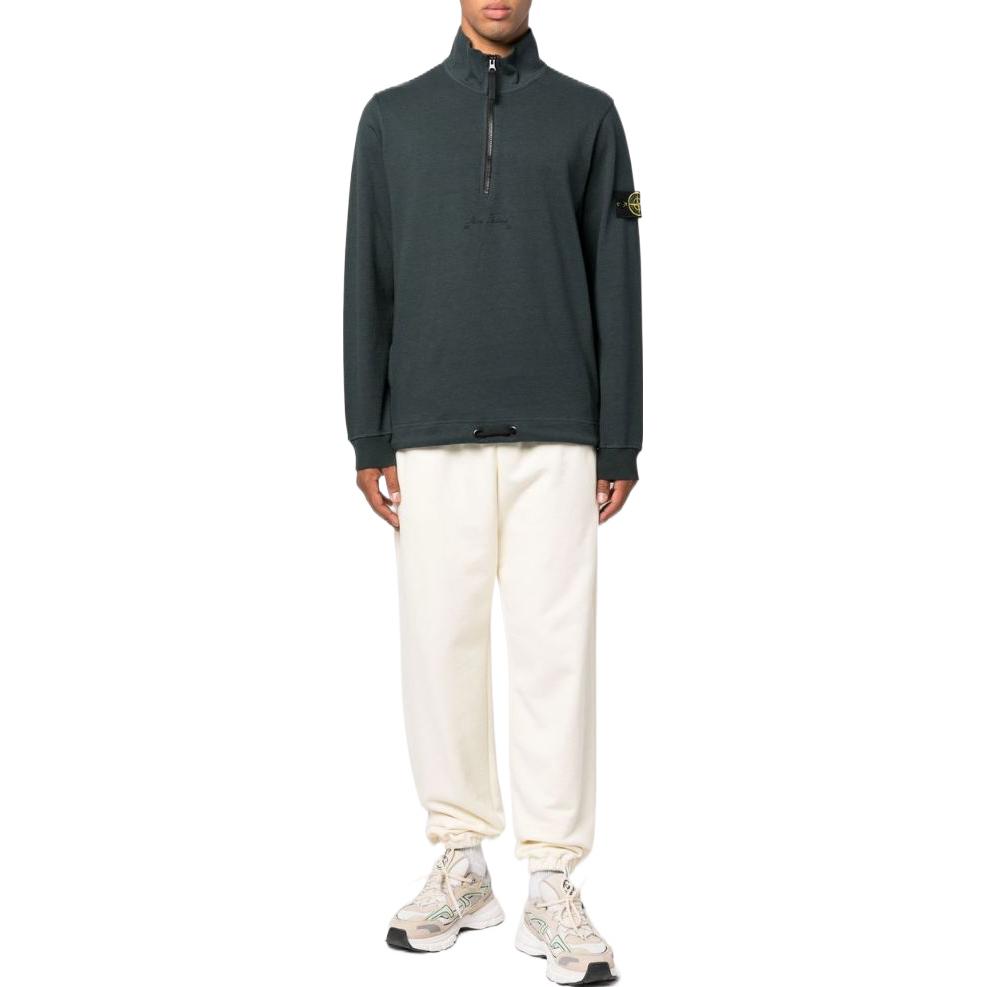 STONE ISLAND FW22 Olive Green Half-Zip Logo Patch Sweatshirt  Pullover 7715627Q1-V0057 圖 3