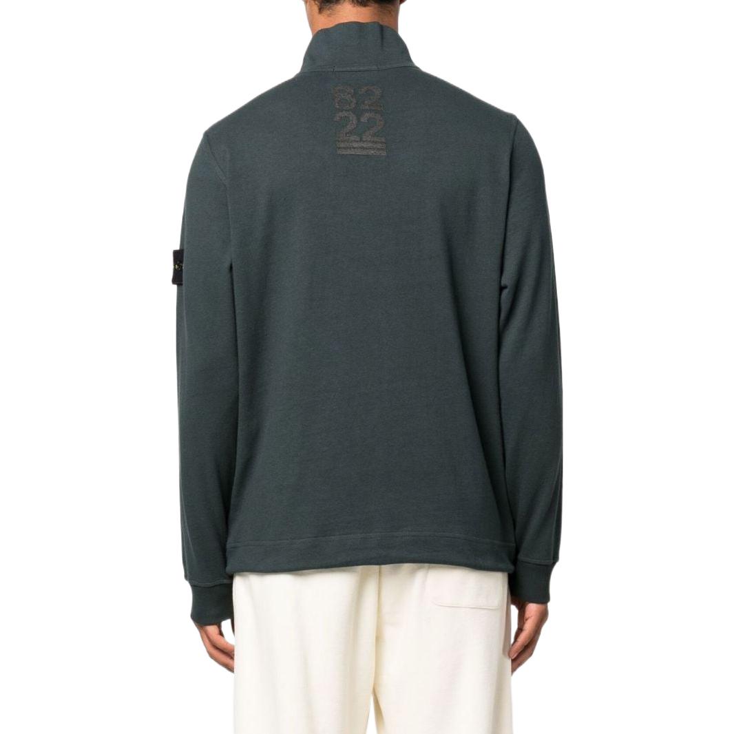 STONE ISLAND FW22 Olive Green Half-Zip Logo Patch Sweatshirt  Pullover 7715627Q1-V0057 圖 4