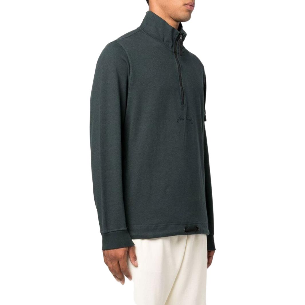 STONE ISLAND FW22 Olive Green Half-Zip Logo Patch Sweatshirt  Pullover 7715627Q1-V0057 圖 5