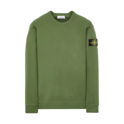 Stone Island FW22 Olive Green Logo Patch Pullover Sweatshirt for Men 771561720-V0058
