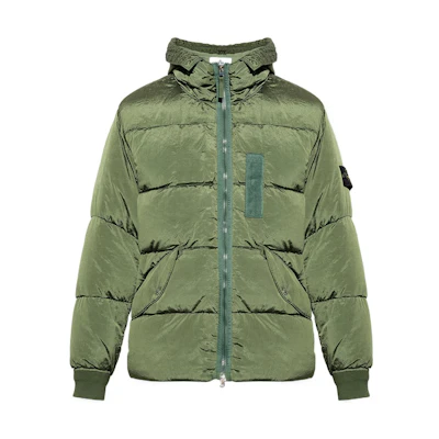 STONE ISLAND FW22 Olive Quilted Logo Patch Down Jacket Unisex Casual Wear 771543619-V0058