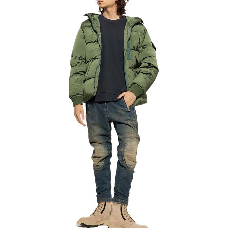 STONE ISLAND FW22 Olive Quilted Logo Patch Down Jacket Unisex Casual Wear 771543619-V0058 圖 3