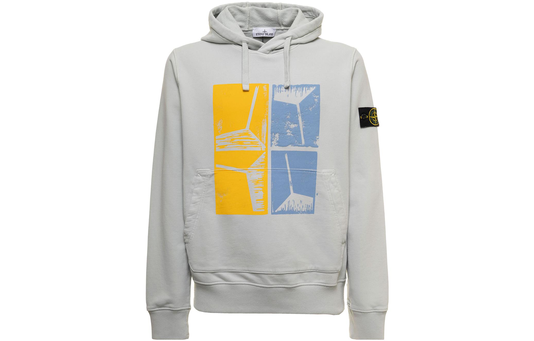 Stone Island FW22 Pattern Print Hoodie Men’s Light Gray 771564182-V0061