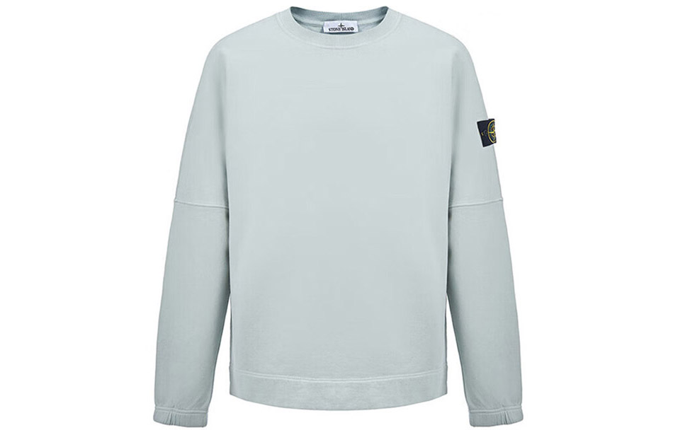 Stone Island FW22 Pearl Gray Crewneck Logo Patch Sweatshirt Long Sleeve 771562020-V0061