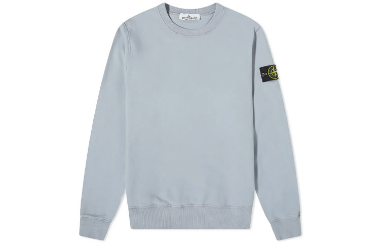 STONE ISLAND FW22 Pearl Gray Crewneck Sweatshirt  Long Sleeve Solid Color 751563020-V0061