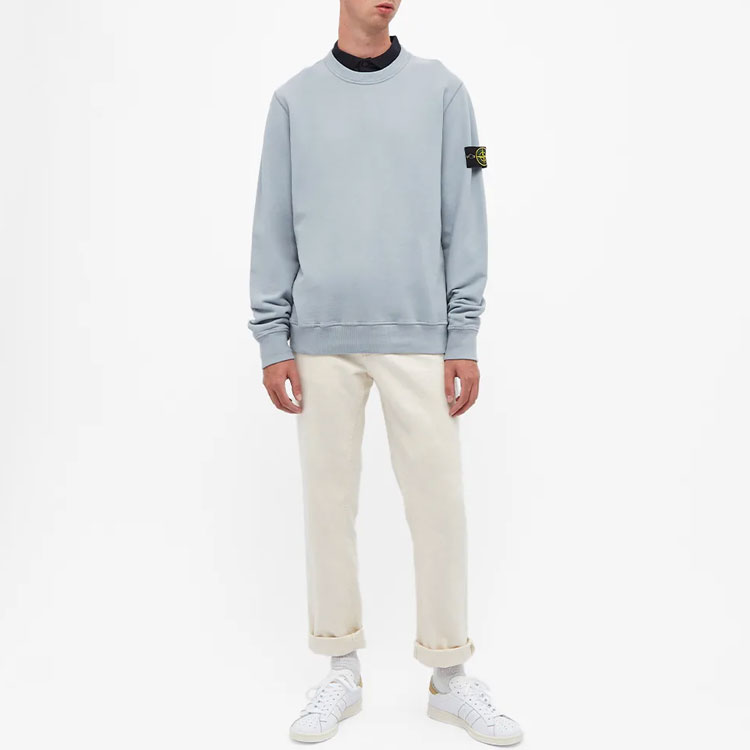 STONE ISLAND FW22 Pearl Gray Crewneck Sweatshirt  Long Sleeve Solid Color 751563020-V0061 圖 3