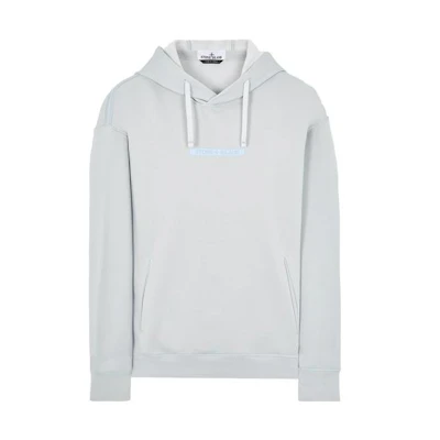 Stone Island FW22 Pearl Gray Pullover Hoodie with Logo Patch for Men 771560335-V0061