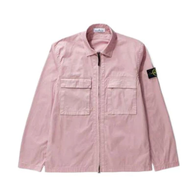 Stone Island FW22 Pink Elastic Cotton Gabardine Shirt Jacket for Men 771511710-V0086