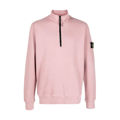Stone Island FW22 Pink Half-Zip Pullover Logo Sweatshirt Casual Long Sleeve 771561920-V0086