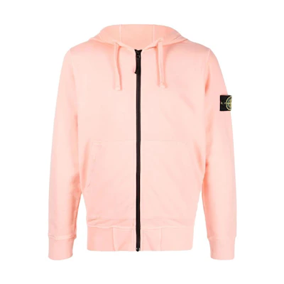 Stone Island FW22 Pink Logo Patch Zip-Up Sweatshirt Jacket for Men 771564220-V0083