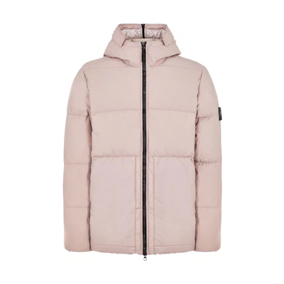 STONE ISLAND FW22 Pink Puffer Jacket Unisex with Logo Detail and Zipper. 771544132-V0086