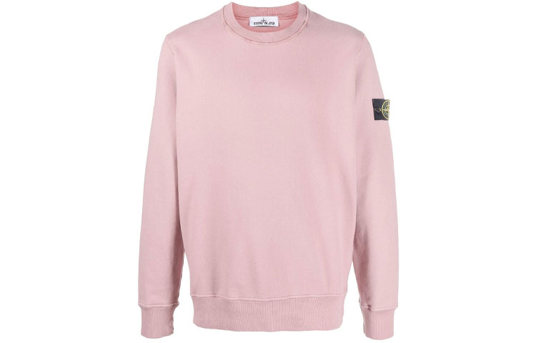Stone Island FW22 Pink Pullover Sweatshirt with Logo Patch for Men 771563020-V0086