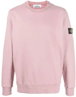 Stone Island FW22 Pink Pullover Sweatshirt with Logo Patch for Men 771563020-V0086 Stone Island FW22 Pink Pullover Sweatshirt with Logo Patch for Men 771563020-V0086
