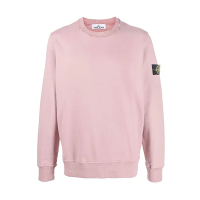 Stone Island FW22 Pink Pullover Sweatshirt with Logo Patch for Men 771563020-V0086