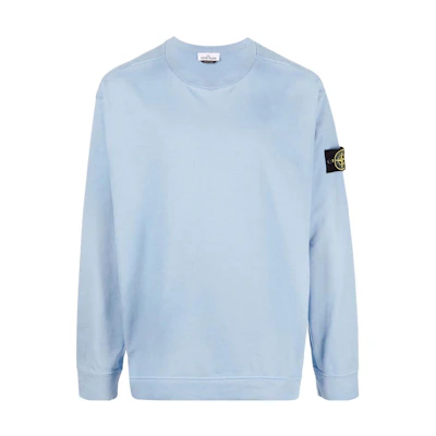 Stone Island FW22 Plain Logo Patch Crewneck Long Sleeve Sweatshirt Light Blue 771563750V0046