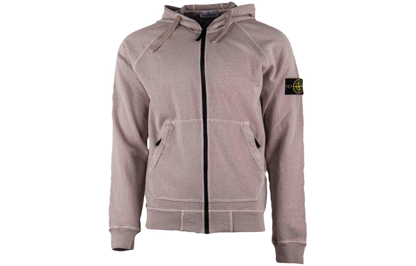 Stone Island FW22 Plain Logo Patch Zip Hoodie Rose Quartz Pink 761564960-V0186