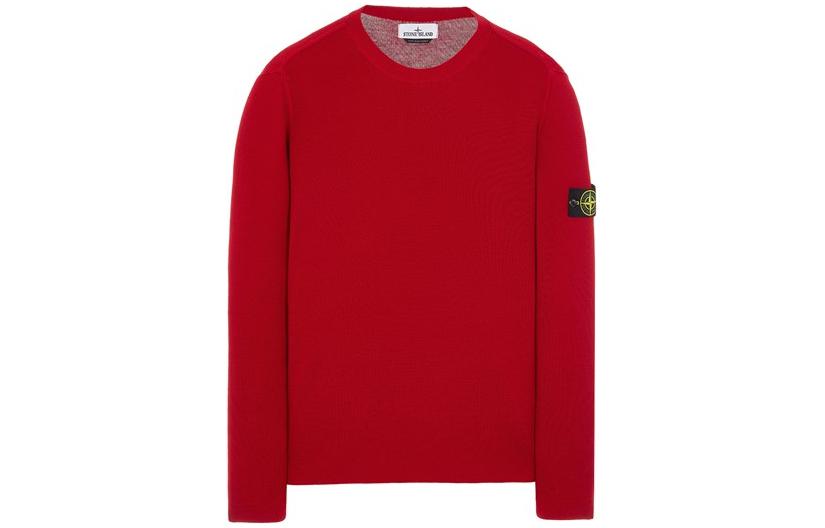 Stone Island FW22 Red Crewneck Logo Pullover Casual Sweatshirt 7715532D3-V0087