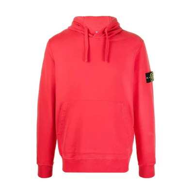 Stone Island FW22 Red Kangaroo Pocket Pullover Fleece Hoodie Edition 771564120-V0010