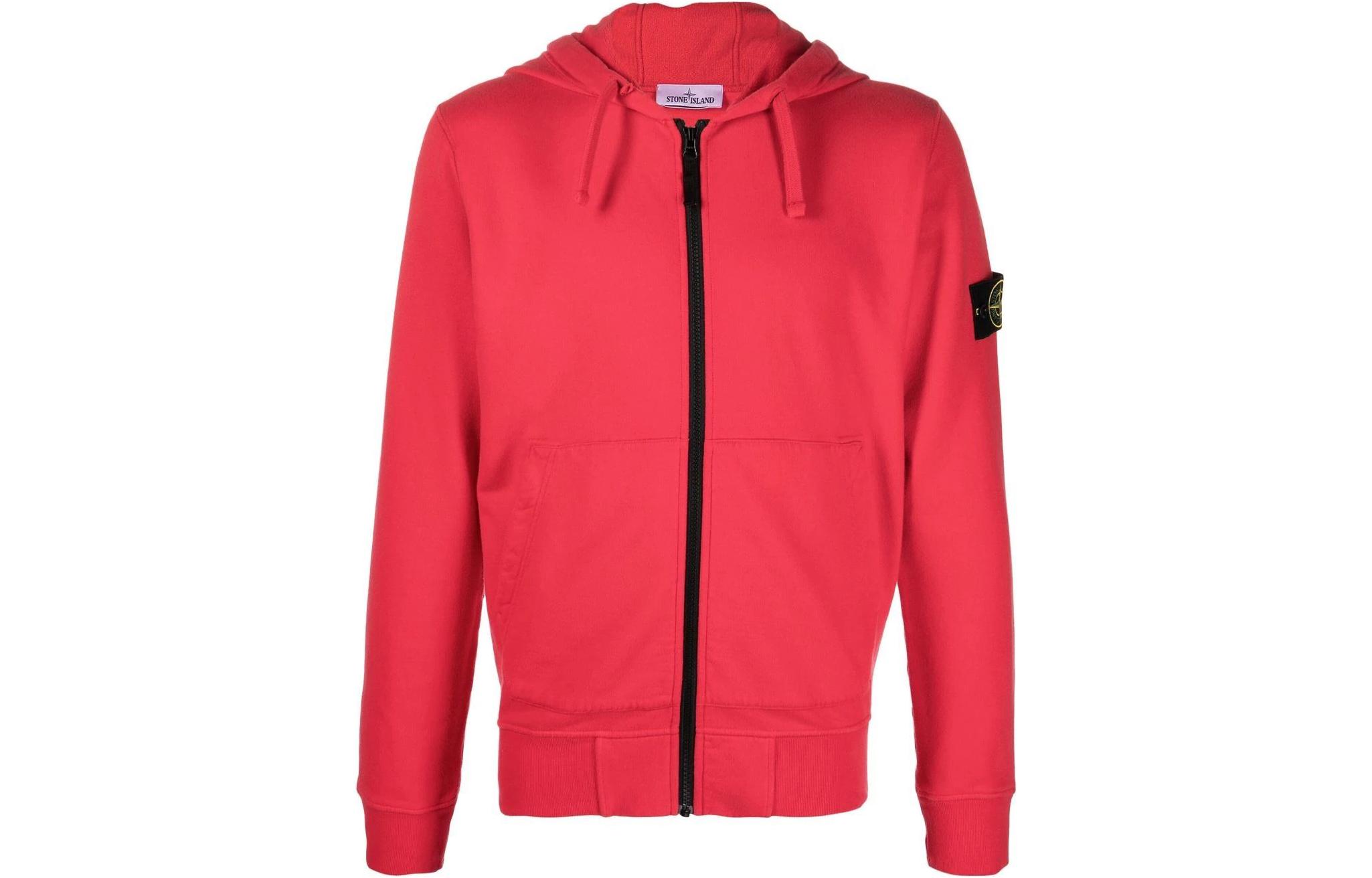 Stone Island FW22 Red Logo Patch Zip-Up Sweatshirt 771564220-V0010