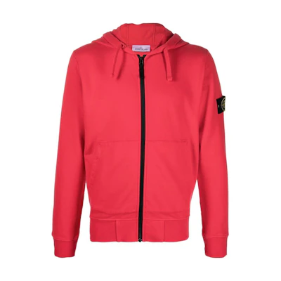 Stone Island FW22 Red Logo Patch Zip-Up Sweatshirt 771564220-V0010