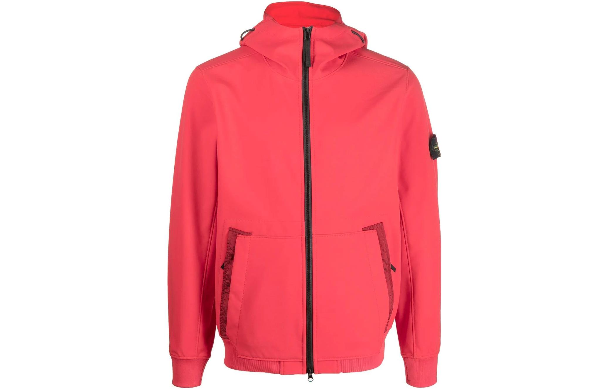 Stone Island FW22 Red Solid Color Logo Zip Hoodie Jacket Men’s 7715Q0122-V0010
