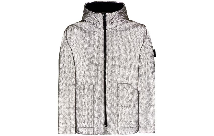 Stone Island FW22 Reflective Knit Hooded Jacket Gray 771543199-V0060