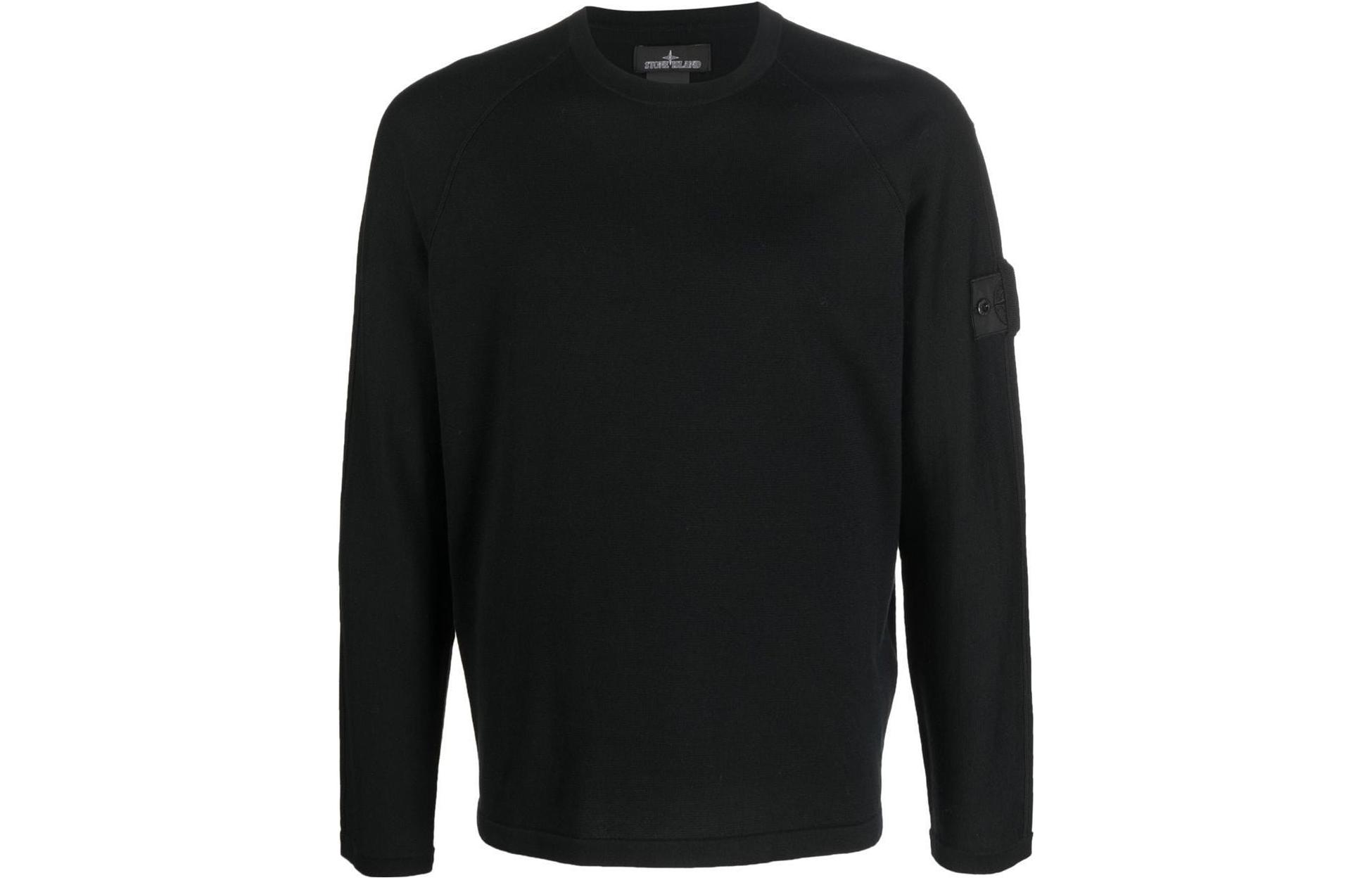 STONE ISLAND FW22 Shadow Project Black Crew Neck Pullover Sweater 77195061S-V0029