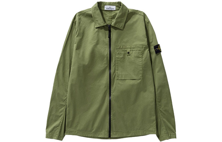 Stone Island FW22 Single Pocket Embroidered Logo Long Sleeve Jacket Men Army Green 761512619-V0058