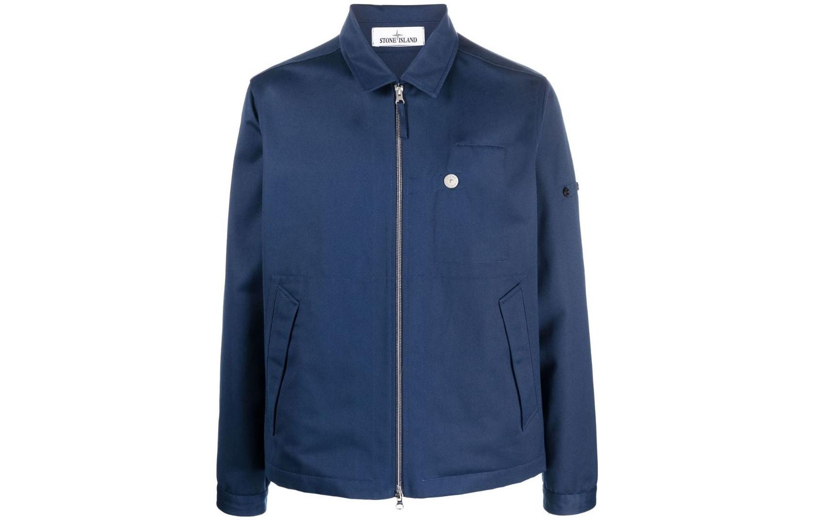 Stone Island FW22 Slim Fit Long Sleeve Collared Jacket Blue Men 761542528-V0020