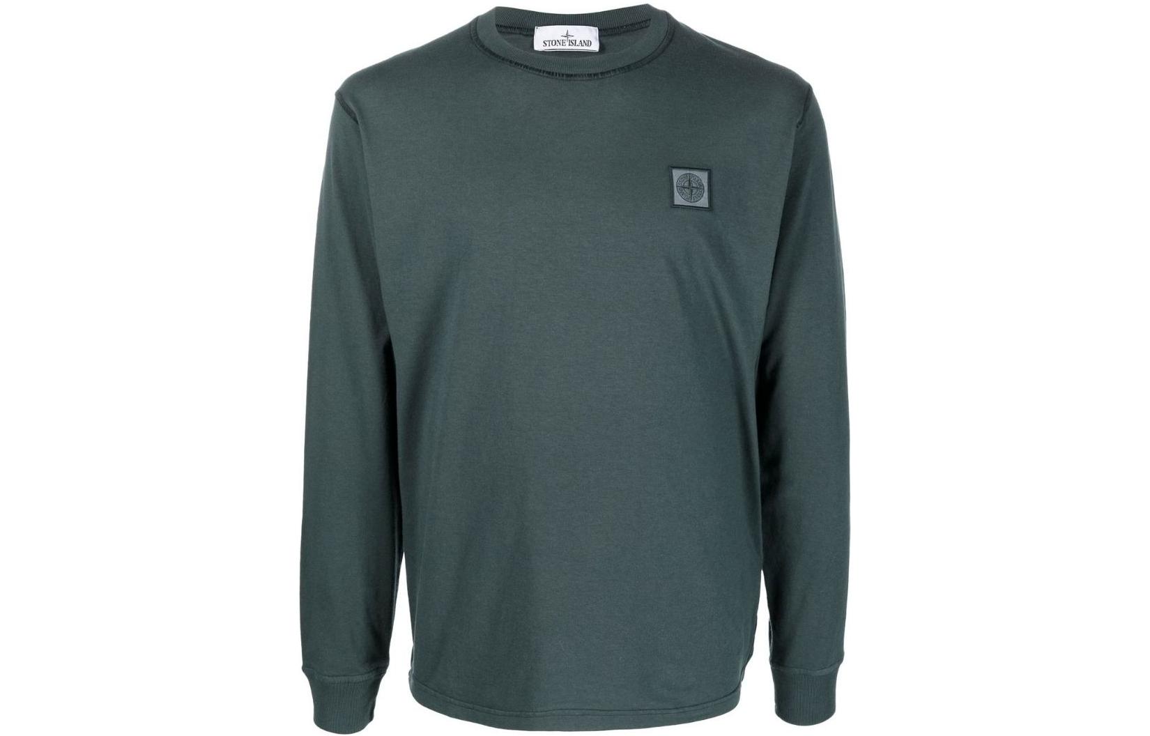 Stone Island FW22 Solid Color Logo Crewneck Sweatshirt Green 771521842-V0057