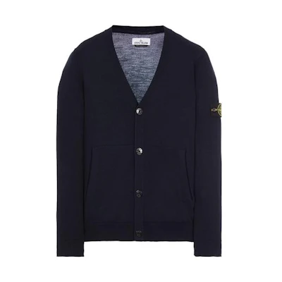 STONE ISLAND FW22 Solid Color Logo Knit Sweater Men’s Navy Blue 7715511C4-V0020