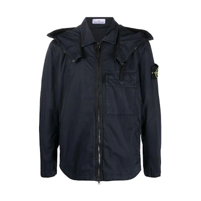 Stone Island FW22 Solid Color Logo Patch Zip-up Hoodie Jacket Men’s Blue 7715114WN-V0120