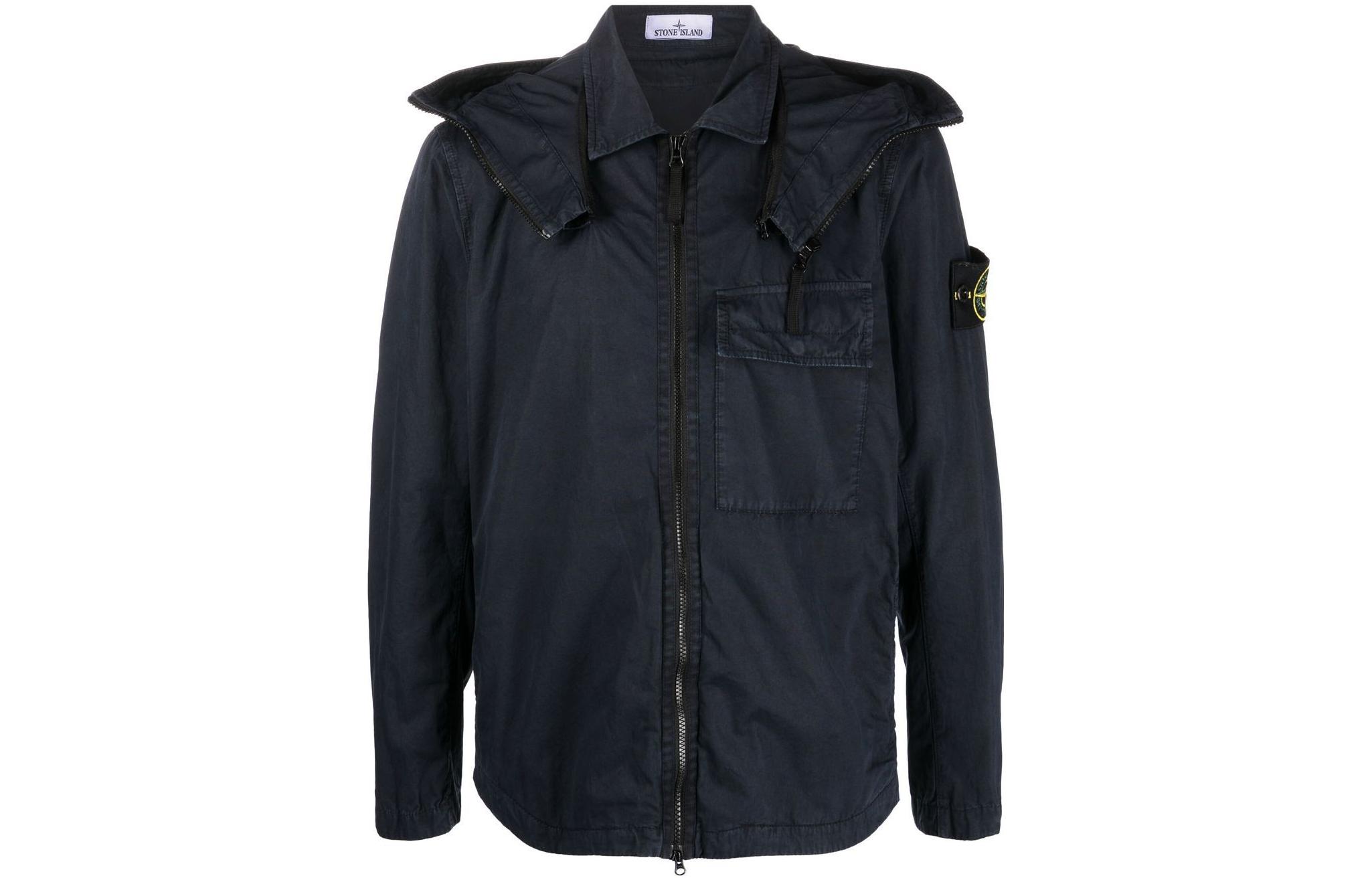 Stone Island FW22 Solid Color Logo Patch Zip-up Hoodie Jacket Men’s Blue 7715114WN-V0120 圖 2