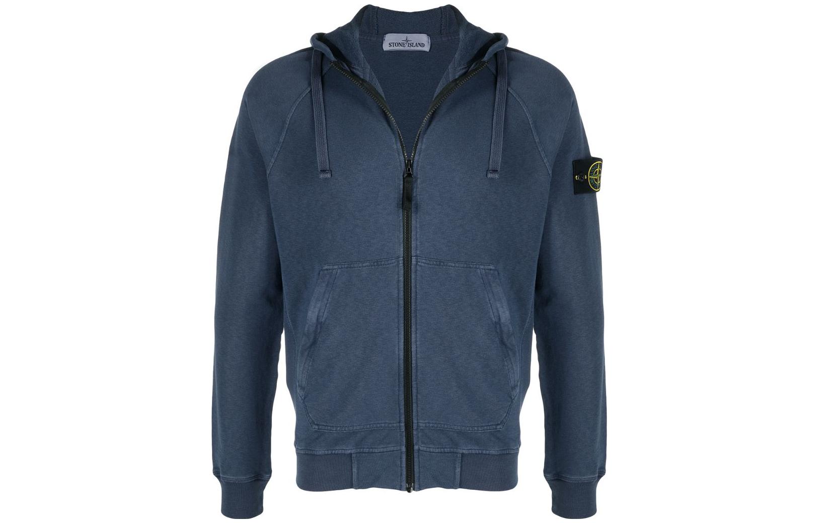 Stone Island FW22 Solid Color Logo Patch Zip Hoodie Men’s - Navy Blue 741561560-V0124